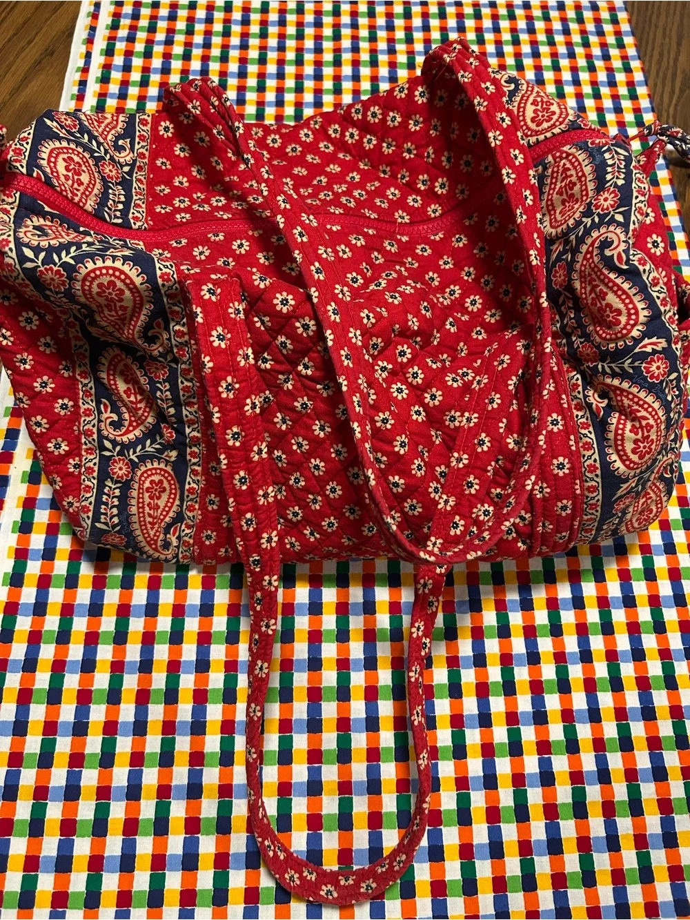 vintage Vera Bradley quilted cotton shoulder bag or mini duffel in the retired 